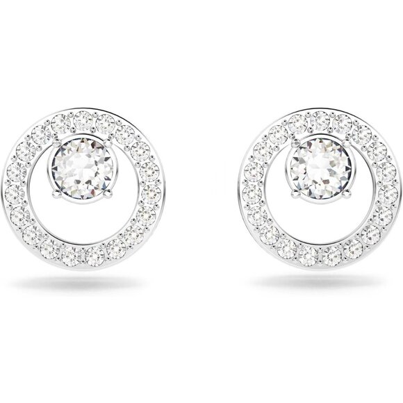 Women Silver Color Circle Necklace, Earrings, And Bracelet Jewelry Collection